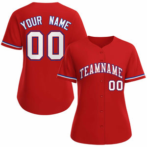 Maillot de baseball de style classique rouge blanc rouge personnalisé pour femmes