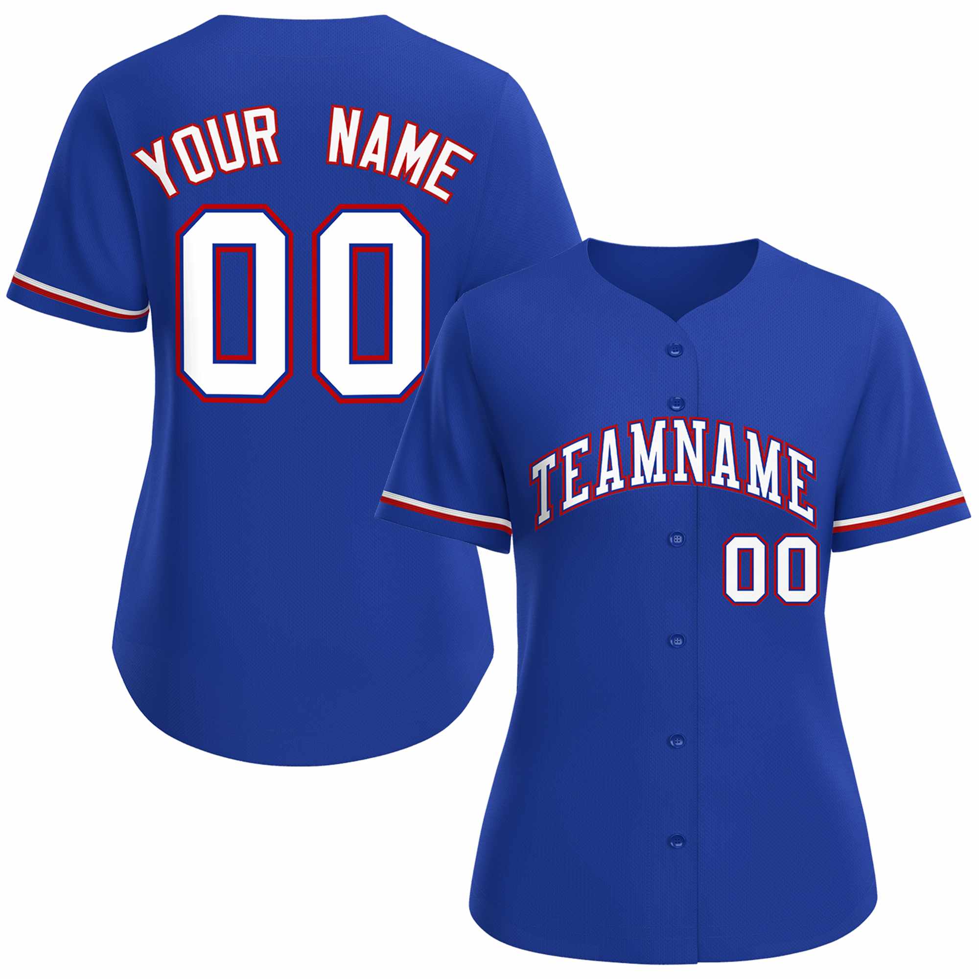 Maillot de baseball de style classique royal blanc personnalisé pour femmes