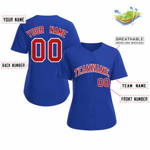 Custom Royal Red White Classic Style Baseball Jersey for Women