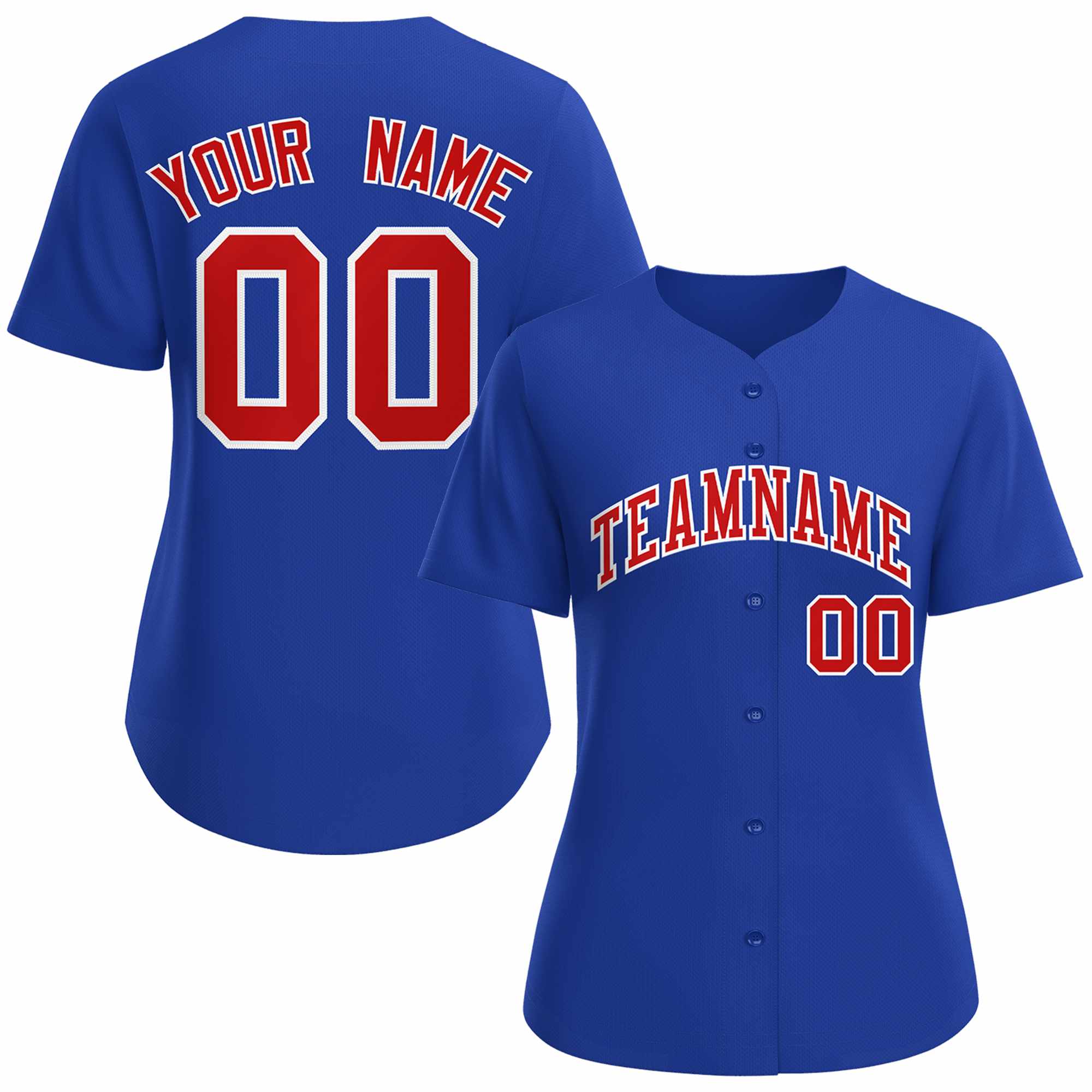 Maillot de baseball de style classique personnalisé Royal Red White pour femmes