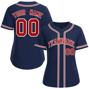 Maillot de baseball de style classique rouge-blanc personnalisé pour femmes