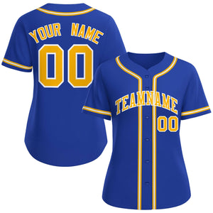 Custom Royal Gold-White Classic Style Baseball Jersey For Women