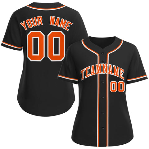 Custom Black Orange-White Classic Style Baseball Jersey For Women