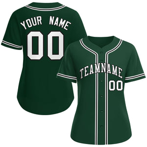 Custom Green White-Black Classic Style Baseball Jersey For Women