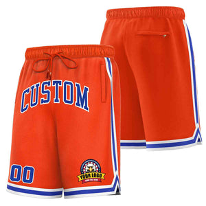 Custom Orange Royal-White Classic Style Basketball Mesh Shorts