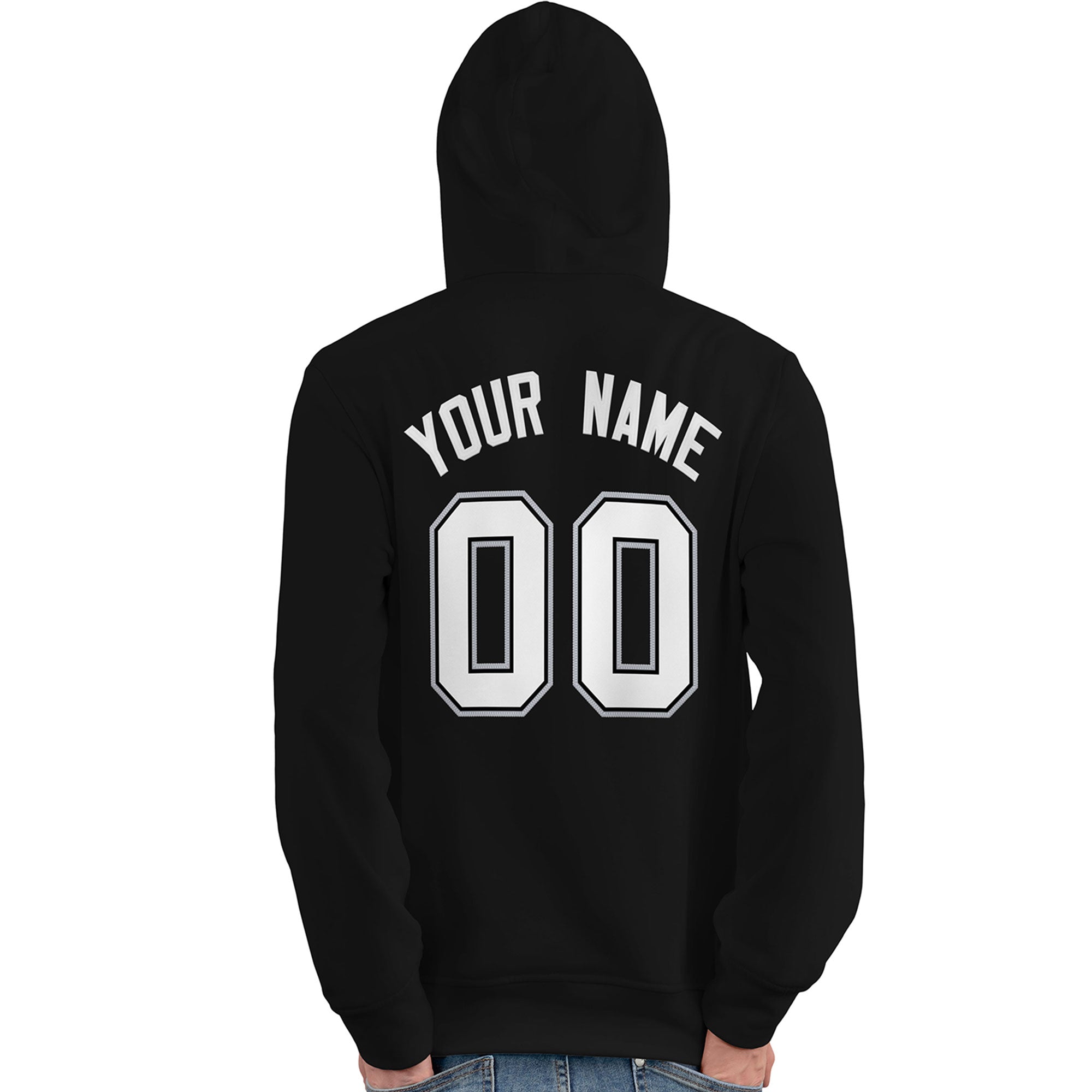 Custom Black White-Gray Classic Style Personalized Sport Pullover Hoodie