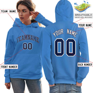 Custom Light Blue Royal-White Classic Style Personalized Sport Pullover Hoodie