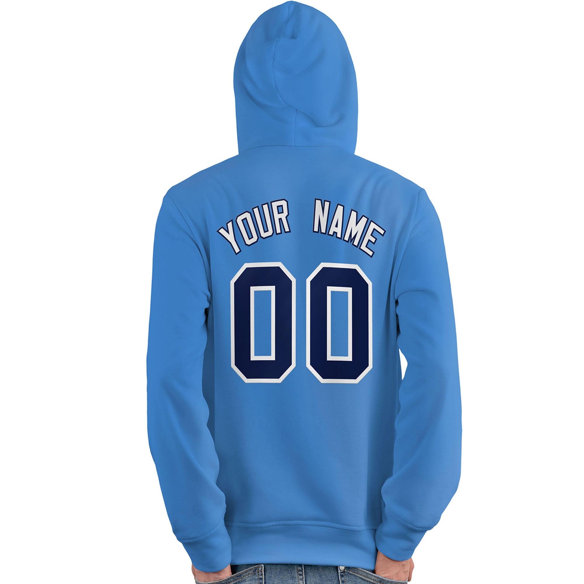 Custom Light Blue Royal-White Classic Style Personalized Sport Pullover Hoodie