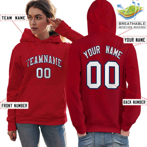 Custom Red Navy-White Classic Style Personalized Sport Pullover Hoodie