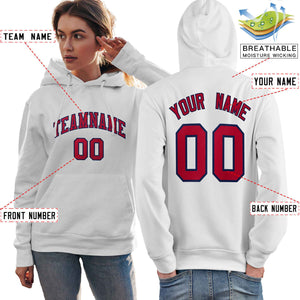 Custom White Red-Navy Classic Style Personalized Sport Pullover Hoodie