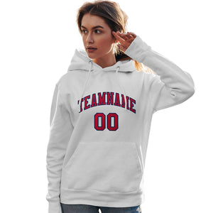 Custom White Red-Navy Classic Style Personalized Sport Pullover Hoodie