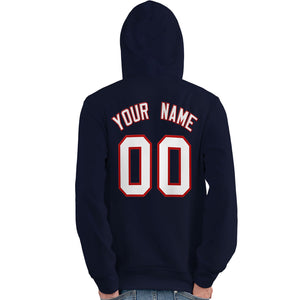 Custom Navy Red-White Classic Style Personalized Sport Pullover Hoodie