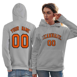 Custom Gray Orange-Black Classic Style Personalized Sport Pullover Hoodie