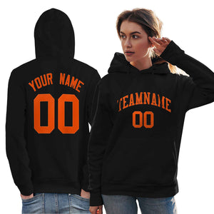 Custom Black Orange Classic Style Personalized Sport Pullover Hoodie