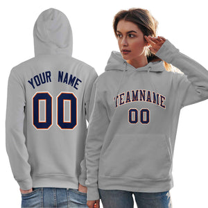 Custom Gray Royal-Orange Classic Style Personalized Sport Pullover Hoodie