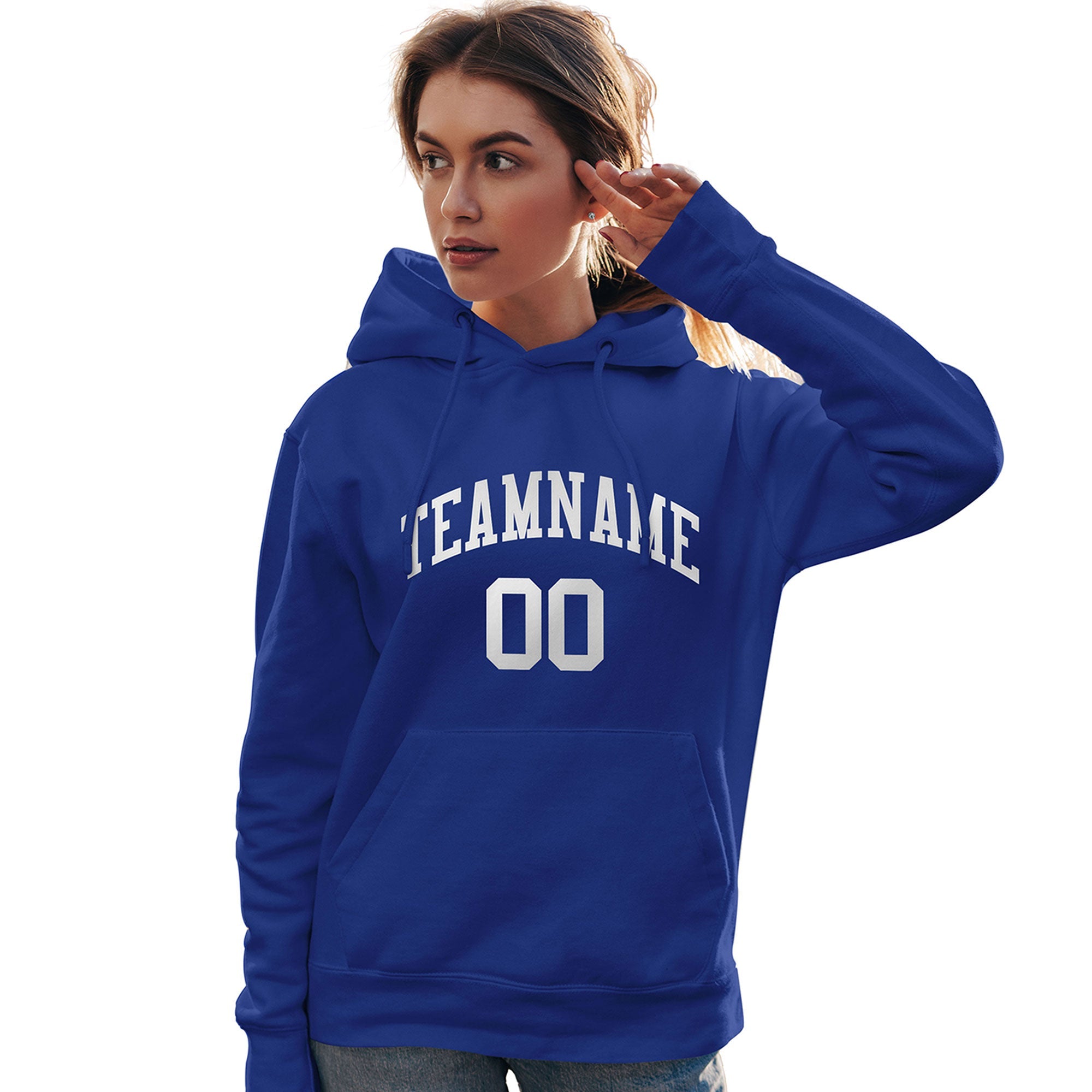 Custom Royal White Classic Style Personalized Sport Pullover Hoodie