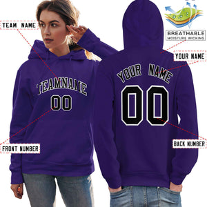 Custom Purple Black-White Classic Style Personalized Sport Pullover Hoodie