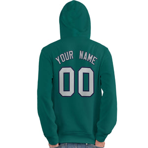 Custom Aqua Gray-Navy Classic Style Personalized Sport Pullover Hoodie