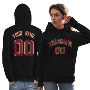 Custom Black Old Gold-Cardinal Classic Style Personalized Sport Pullover Hoodie