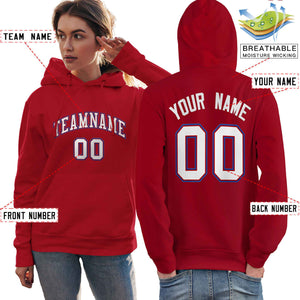 Custom Red White-Royal Classic Style Personalized Sport Pullover Hoodie