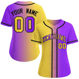 Maillot de baseball de mode dégradé violet-noir personnalisé pour femmes