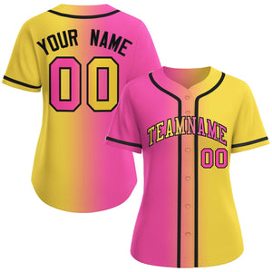 Maillot de baseball de mode dégradé rose or-noir personnalisé pour femmes