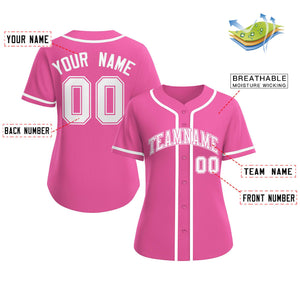 Maillot de baseball de style classique rose blanc-rose personnalisé pour femmes