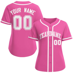 Maillot de baseball de style classique rose blanc-rose personnalisé pour femmes