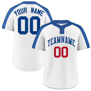 Maillot de baseball authentique à deux boutons de style classique royal blanc personnalisé