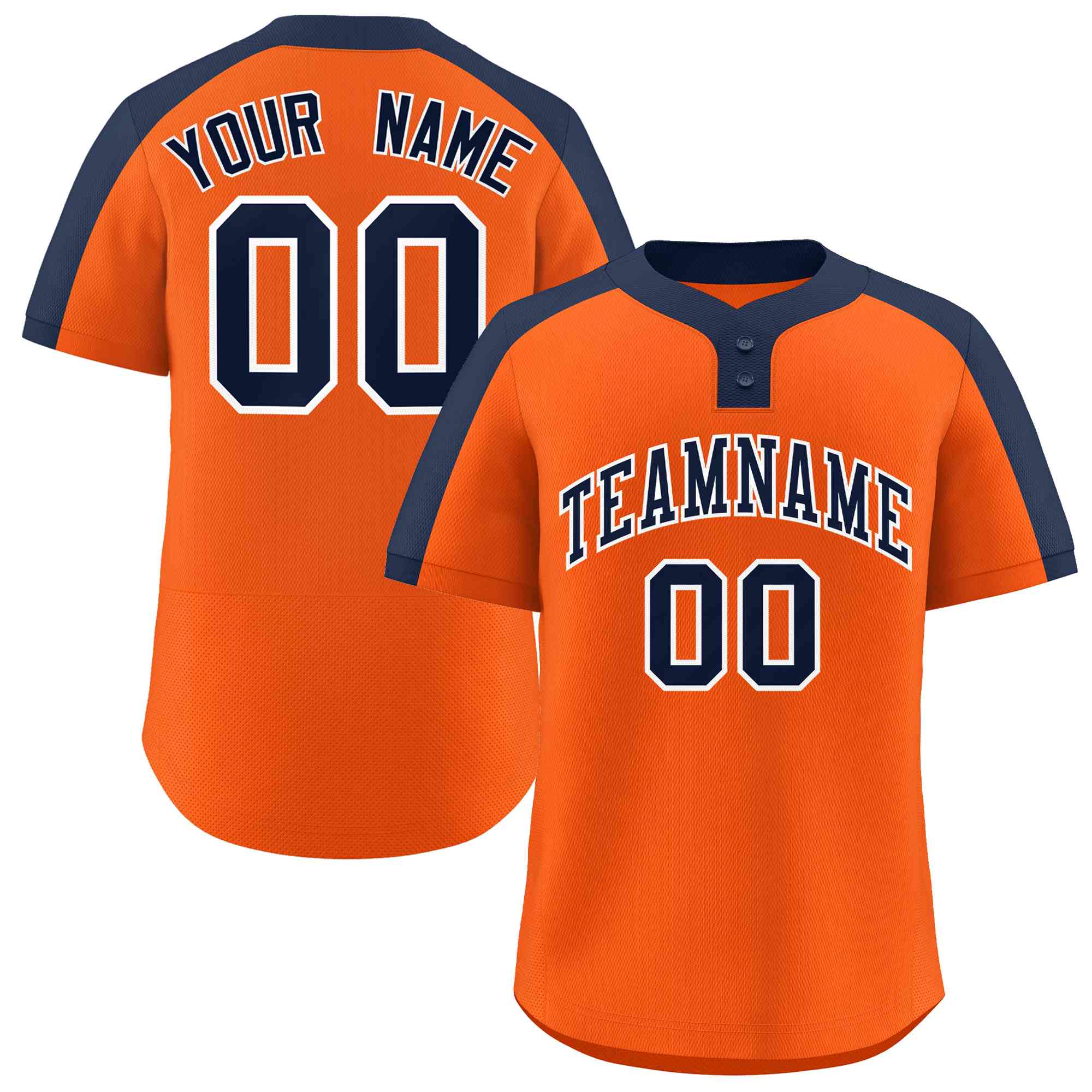 Custom Orange Navy-White Classic Style Authentic Two-Button Baseball Jersey