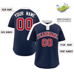 Custom Navy Red-White Classic Style Authentic Two-Button Baseball Jersey