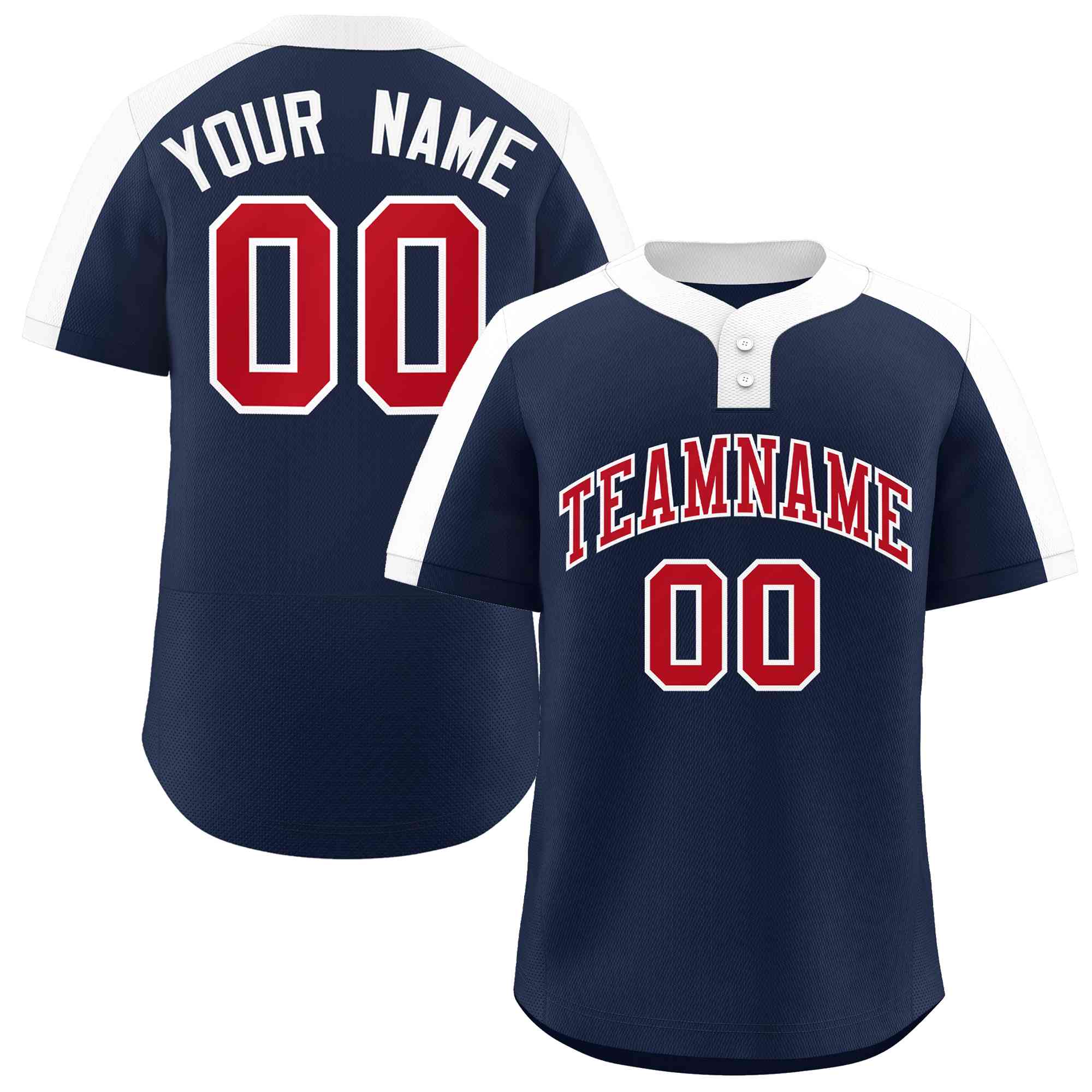 Custom Navy Red-White Classic Style Authentic Two-Button Baseball Jersey