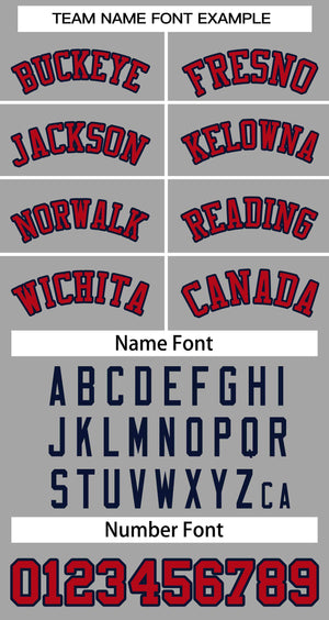 Custom Gray Red-Navy Classic Style Authentic Two-Button Baseball Jersey