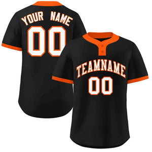 Custom Black White-Orange Classic Style Authentic Two-Button Baseball Jersey