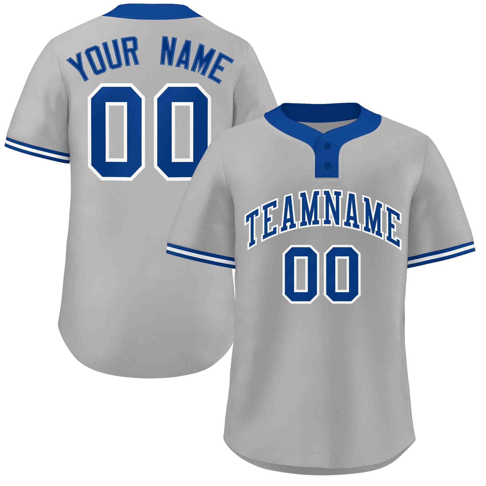 Custom Gray Royal-White Classic Style Authentic Two-Button Baseball Jersey