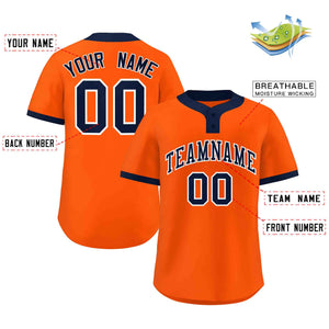 Custom Orange Navy-White Classic Style Authentic Two-Button Baseball Jersey