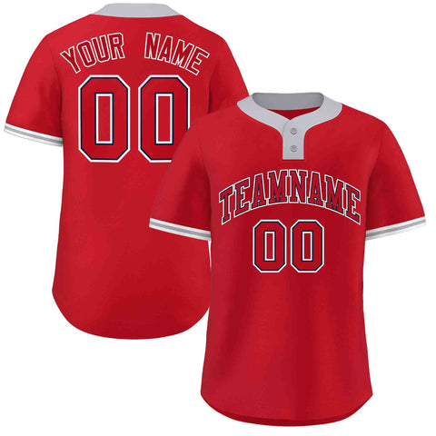Custom Red Red-White Classic Style Authentic Two-Button Baseball Jersey