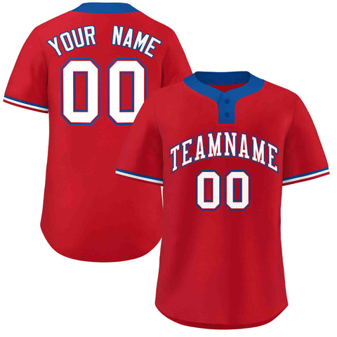 Custom Red White-Royal Classic Style Authentic Two-Button Baseball Jersey