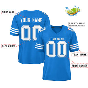 Custom Powder Blue White Classic Style Mesh Authentic Football Jersey