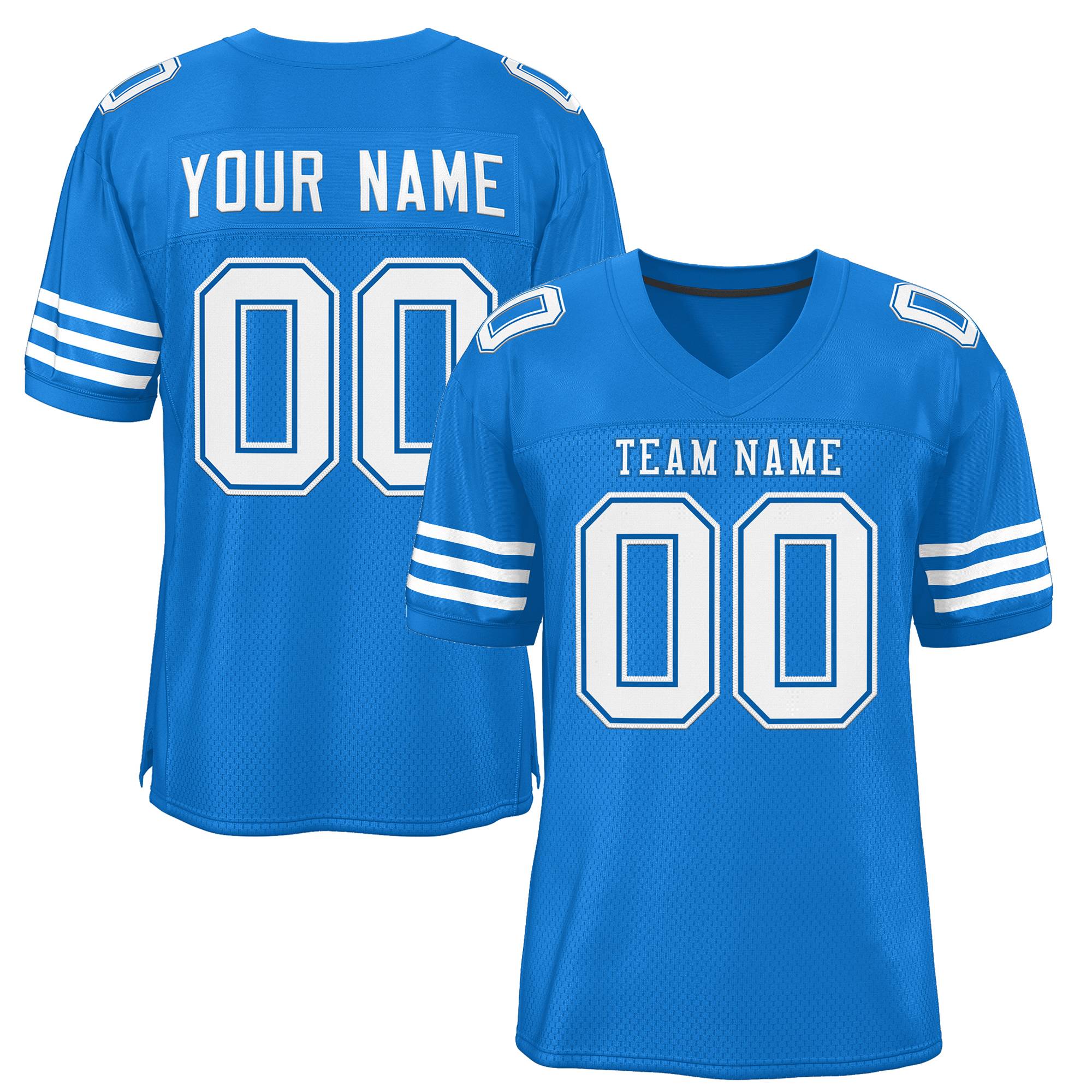 Custom Powder Blue White Classic Style Mesh Authentic Football Jersey