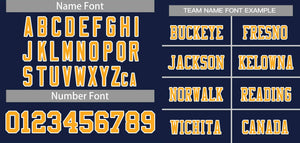 Custom Navy Gold-White Classic Style Mesh Authentic Football Jersey