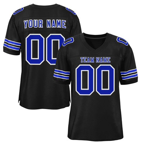 Custom Black Royal-White Classic Style Mesh Authentic Football Jersey