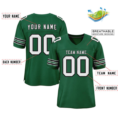 Custom Green White-Black Classic Style Mesh Authentic Football Jersey