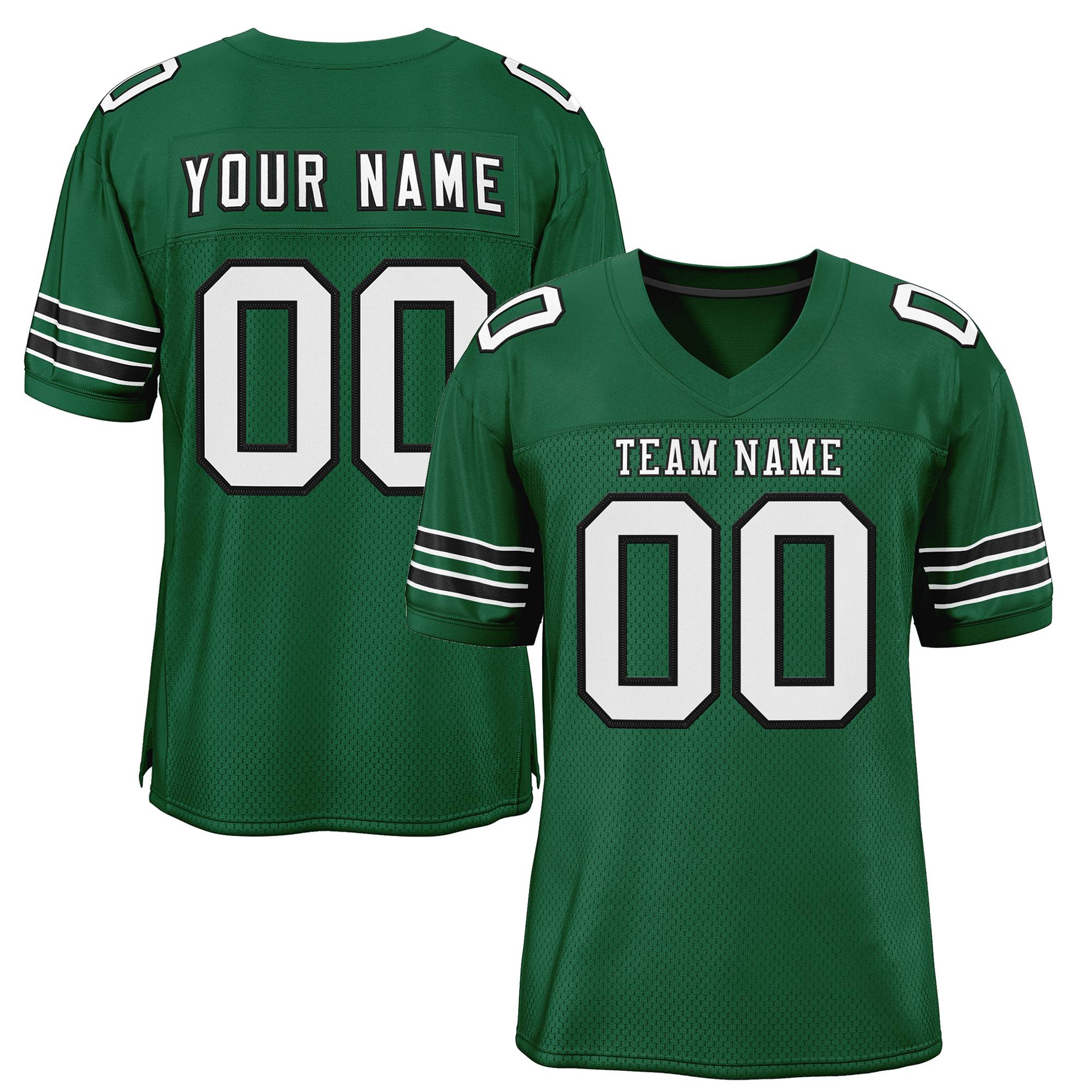 Custom Green White-Black Classic Style Mesh Authentic Football Jersey