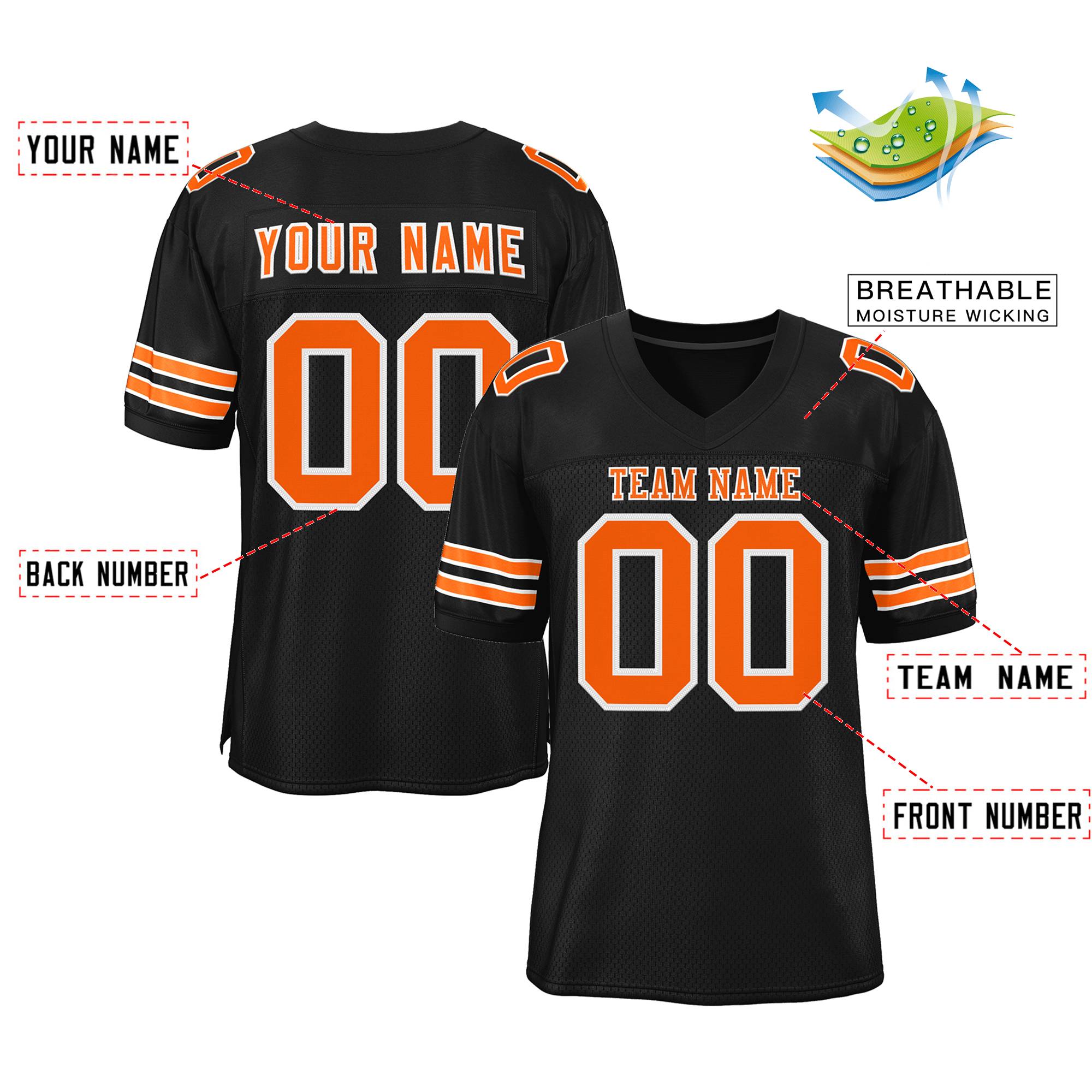 custom football shirts team name and number example