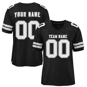 Custom Black White-Gray Classic Style Mesh Authentic Football Jersey