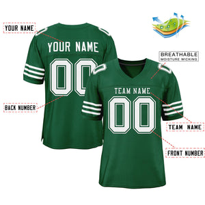 Custom Green White Classic Style Mesh Authentic Football Jersey