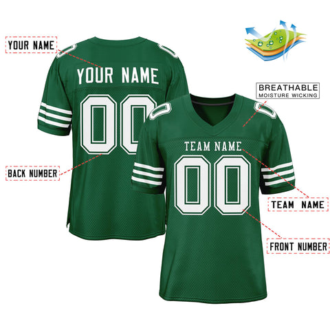 Custom Green White Classic Style Mesh Authentic Football Jersey