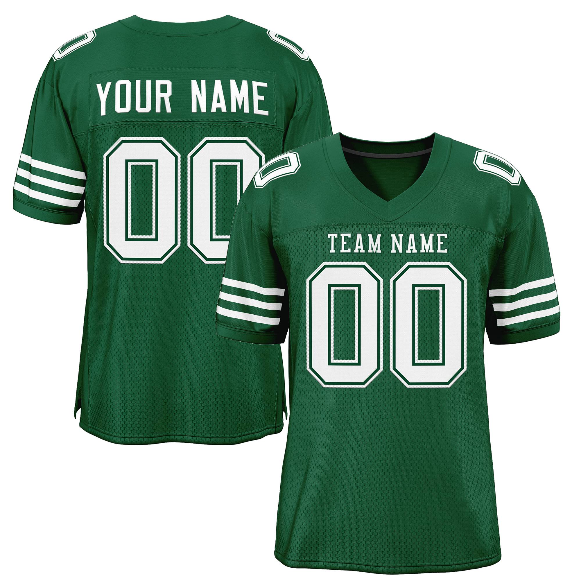 Custom Green White Classic Style Mesh Authentic Football Jersey