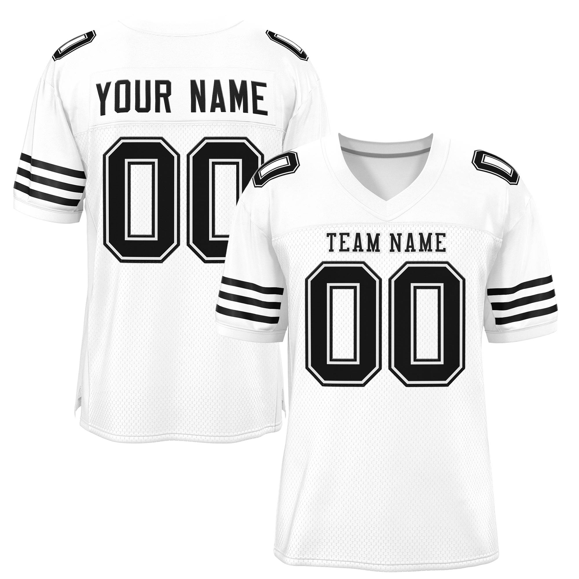 Custom White Black Classic Style Mesh Authentic Football Jersey